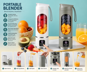 Portable USB Rechargeable Juicer Blender 380ml – Mini Smoothie & Shake Maker