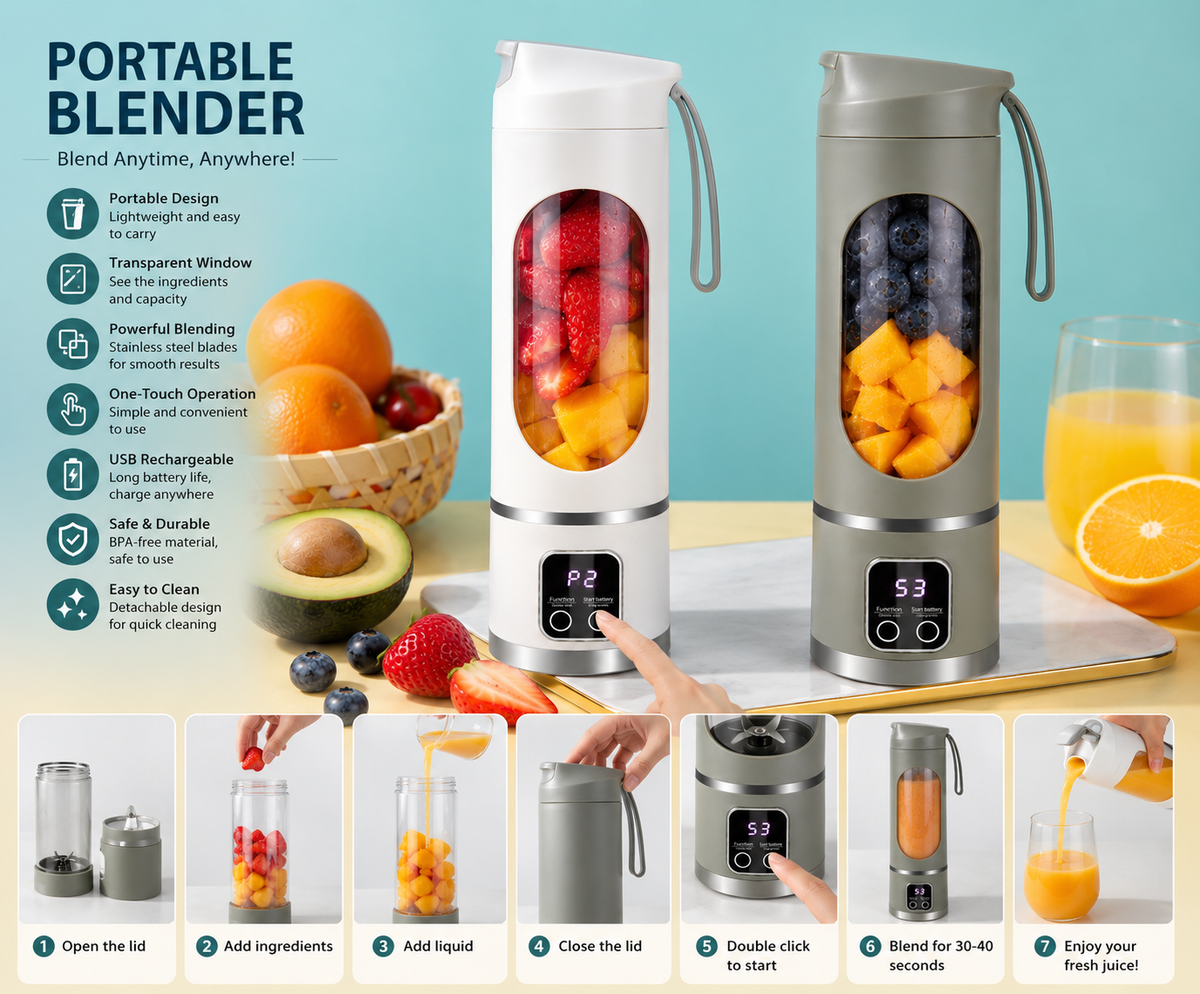 Portable Juicer Blender – Rechargeable Mini Smoothie & Juice Maker